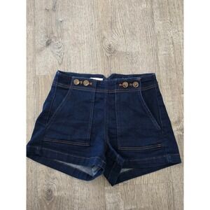 Pilcro Anthropologie High Rise Sailor Denim Shorts Indigo Blue Size 27